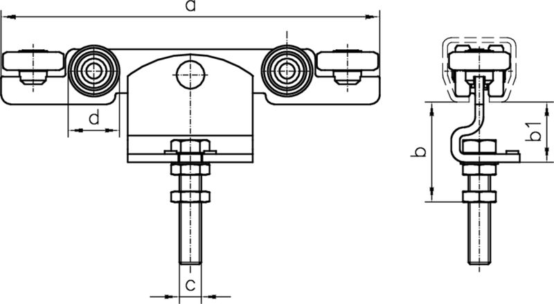 skateboard truck, montageplatte, u-bolt-klemme, verstellbare hanger, zeichnungsmaße