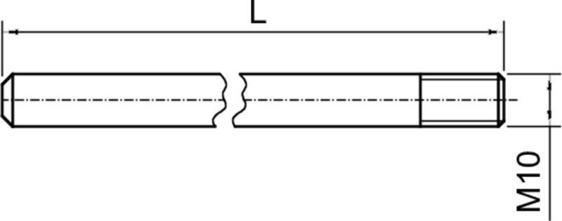 Treibriegelstange massiv m.Gewinde M10 d=10mm, l=1375mm, Stahl verz. Diagramm, Handlung, Diagramm, Handlung,