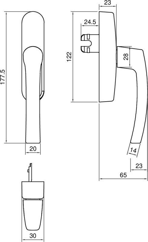 Türgriff, Fenstergriff, Hebelgriff, Metallbeschlag, Elektrischer Riegel