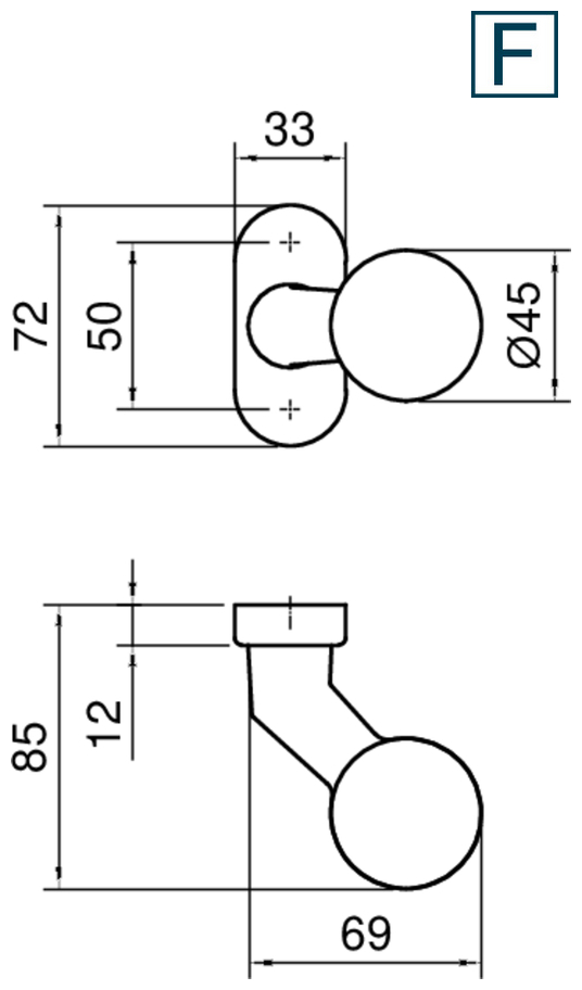 Türgriff, Türknopf, Bügelgriff, Kunststoff, Maße 45mm