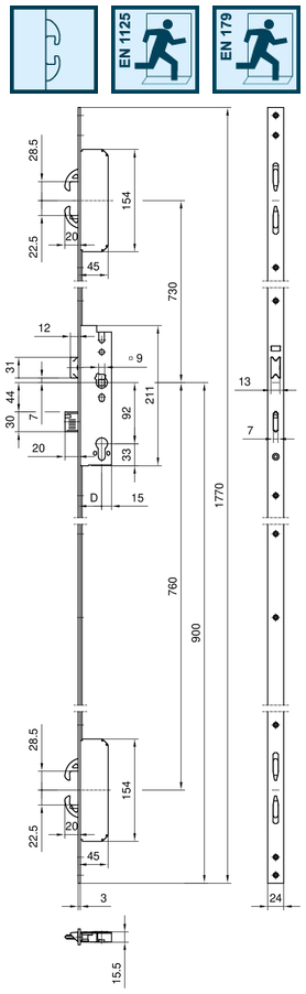 Tür, Türschloss, Schloss, Diagramm, Abmessungen