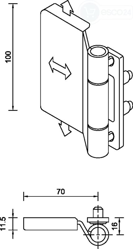 EDELSTAHL-TÜRBAND MIT BEF.-ZUB.DP16MM ZWEIDIMENSIONAL EINSTB. VE=1 STÜCK