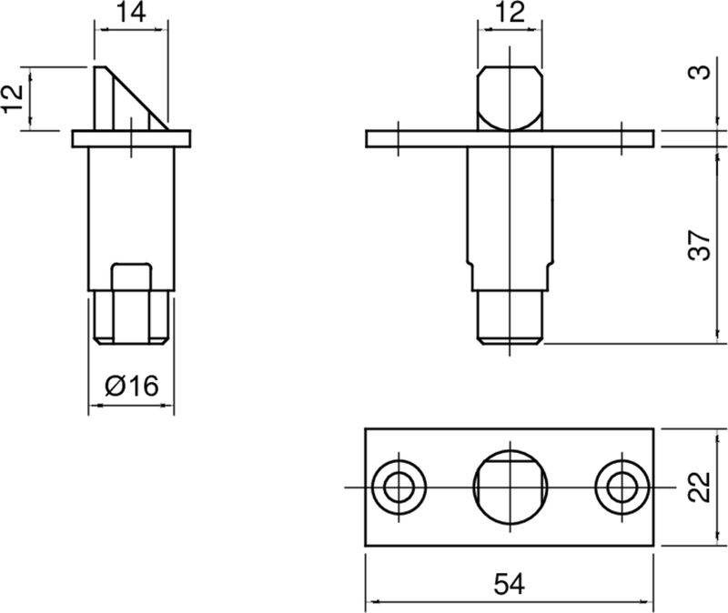 bolts, stud, knob, base plate, screw boss