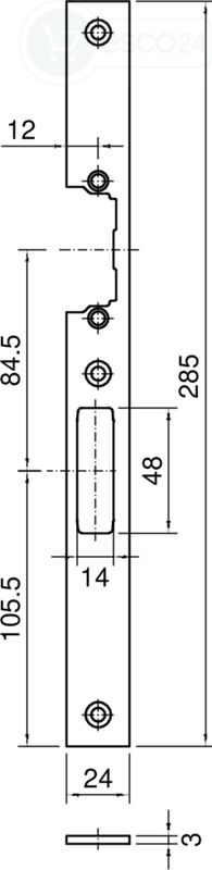 Schließblech Haupt systeQ-S-ESC-1 P787 f.118 Profix2 F3x24x285,R
