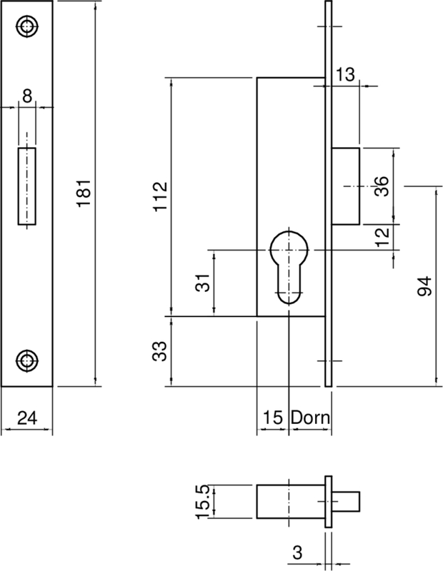 briefcase-style lock, nordhaus?, deadbolt, metal plate, keyhole, dimensions