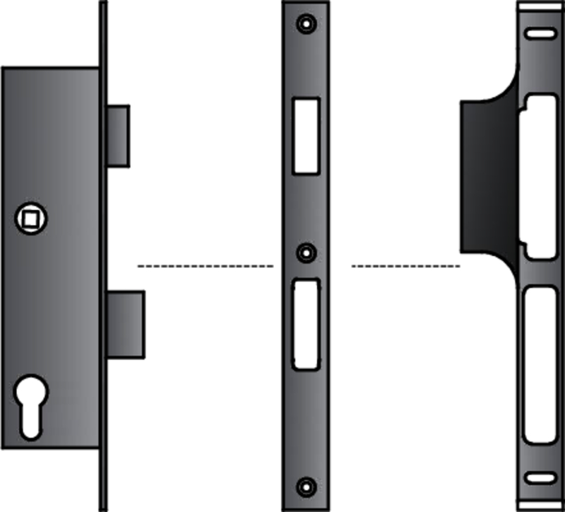 Türschloss, Riegel, Sicherheitsloch, Profilzylinder, Schlosskastenträger