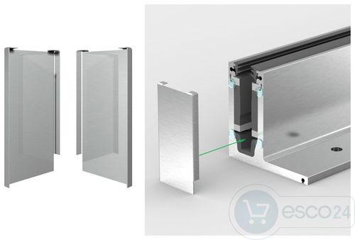 Endkappe CP-1400, links f.Glas 17,52 mm, Edelstahl, geschliffen