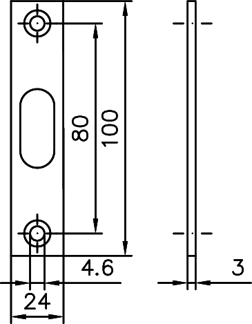 KFV Schließblech f Rundbolzen F3x24x100 mm, nicht verstellb, Edelst