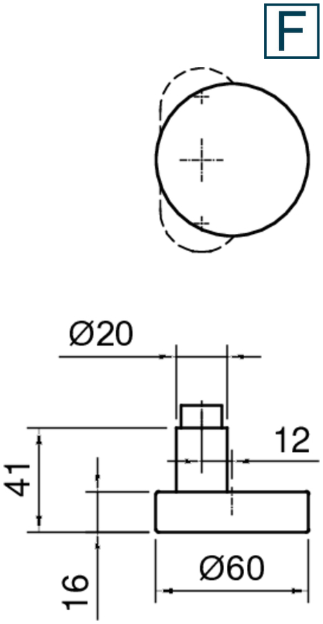 Kreis, Schrankknopf, Beschlagknopf, Metallknopf, Durchmesser 60