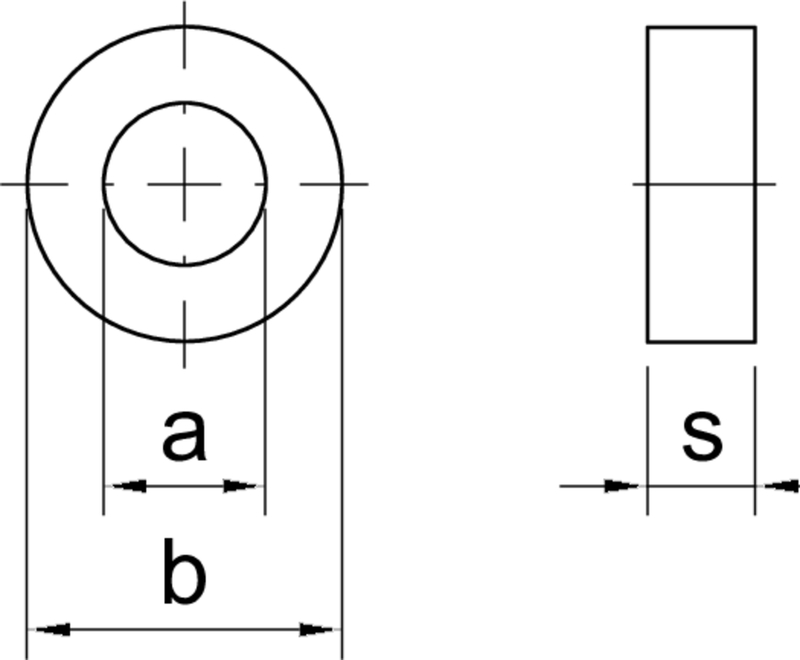 scheibe, ring, Kernbohrung, Abmessung, Technisches Zeichnungsbild