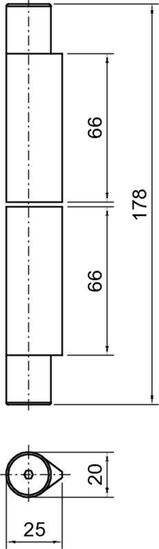 Anschweiß-Türband 180mm 2-teil.3D verst. Edelstahl gebürstet Schaubild, Schaubild,