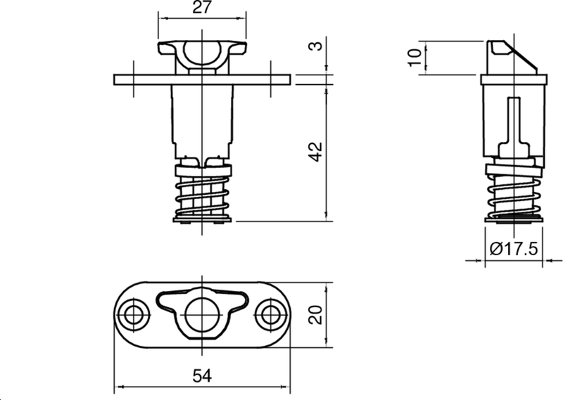 Schraubverschluss, Schnellverschluss, Druckknopf, Profilkörper, Durchmesser-Ø17.5mm