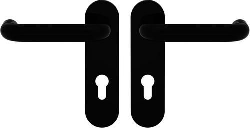 ECO Türdrückergarnitur D-110 m. Kurzschild, PZ, Kunststoff schwarz Griff, Griff,