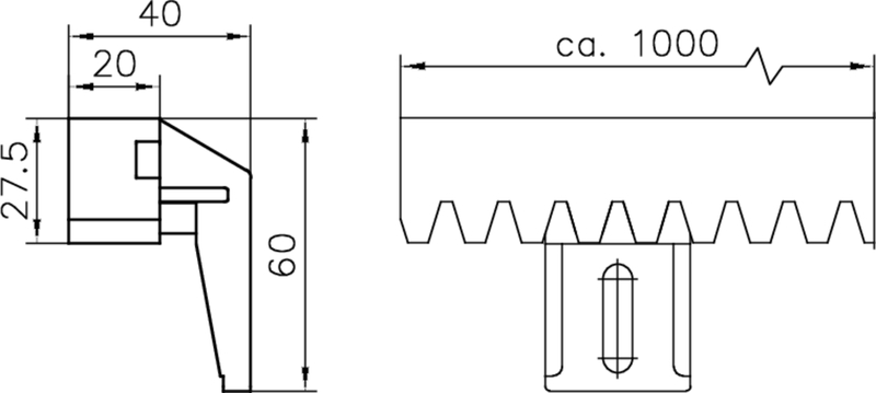 Profilier-Schiene, Eisen-Befestigungswinkel, Montagewinkel, Metallplatte, Zahnprofil