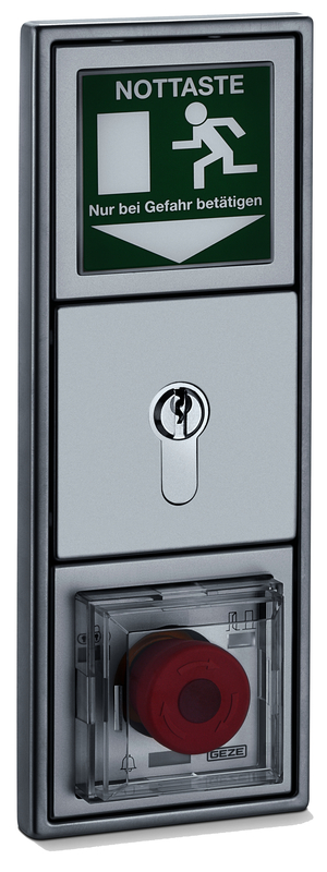 GEZE TZ 320 SN UP Türzentrale  mit 3-fach Rahmen JUNG LS990, Edelstahl