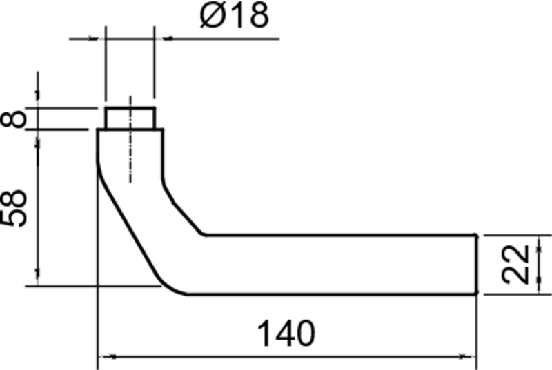 L-形状, 排水连接件, 管道弯头, 技术绘图, 尺寸58-140-22