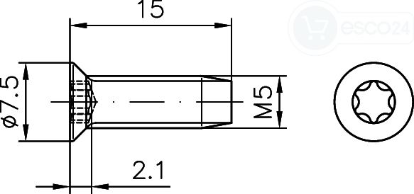 Senkschraube M5x15,4 Torx 20 DIN 7500 Form M kl. Kopf Niro