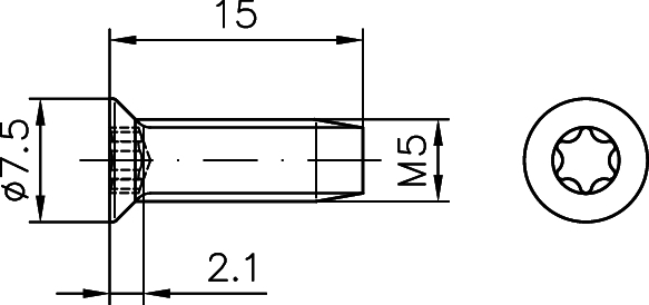 Senkschraube M5x15,4 Torx 20 DIN 7500 Form M kl. Kopf Niro