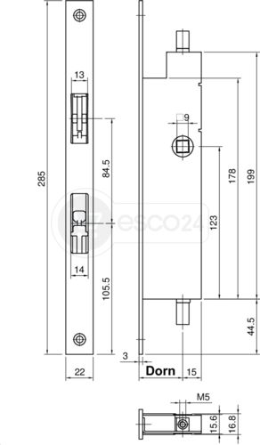 FT-GK systeQ-S(-SL)-ESC-2 7663 D55 F3x22x285, f.GF DIN L/R (WS)