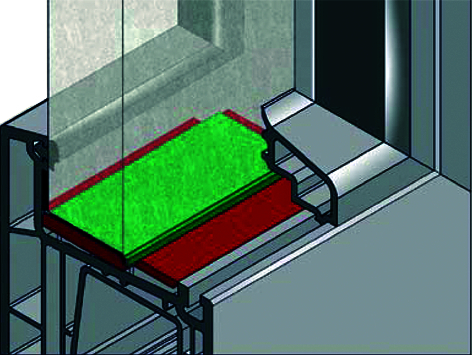 Glas, Balkon, Glasschiebentür, Klappstuhl, grüner Mat
