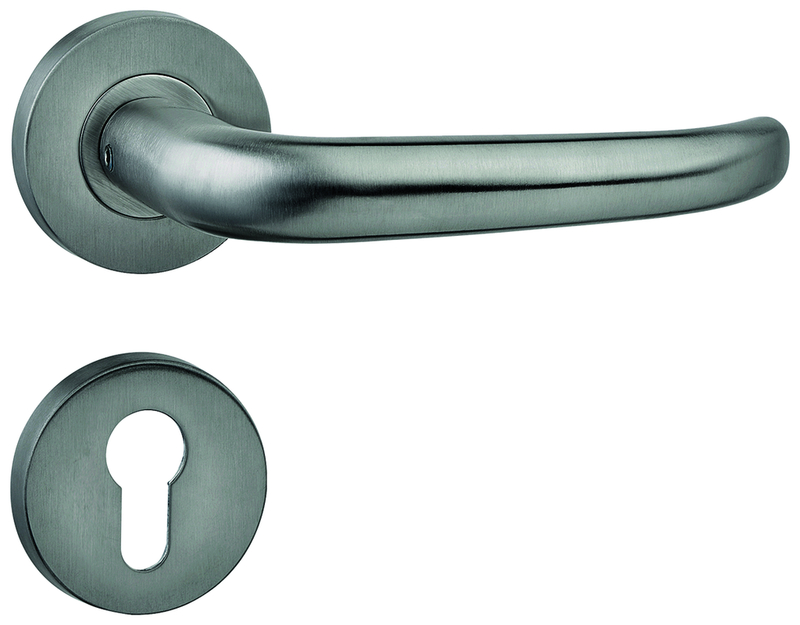 Türgriff, Haustürgriff, Rundrohrgriff, Metall, Schlossrosette