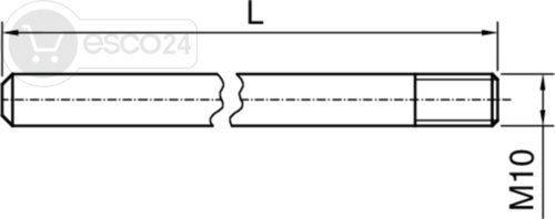 Treibriegelstange massiv, m.Gewinde M10 d=10mm, l=1500mm, Stahl verz.