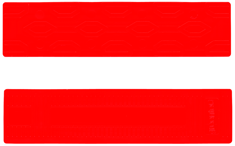 rotes Messwerkzeug, Messlineal, Ruler, roter Messstreifen, transparentes Lineal