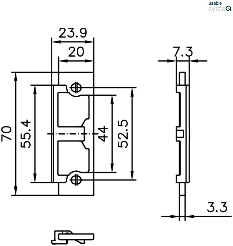 mechanical part, zeichnung, abmessungen, montageplatte, nut