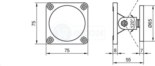 HEKATRON AFS 65 Ankerplatte für Türhaftmagnet, 2x60° schwenkbar