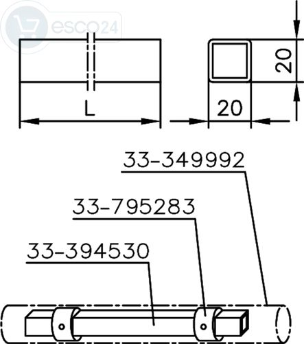 STAHLROHR Z.ABLÄNGEN,20X20X2MM,L=2000MM,FEUERVERZ.