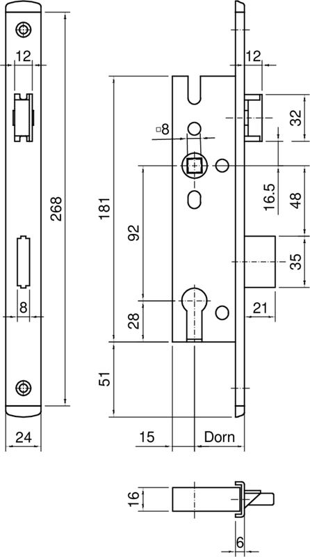 Schloss, Türbeschlag, Schlosskörper, Maße, Mechanismus