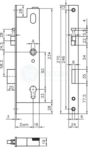 FT-Schloss Dormakaba SVP 2000 DCW Fkt.E D35 F3x24x270 L/R