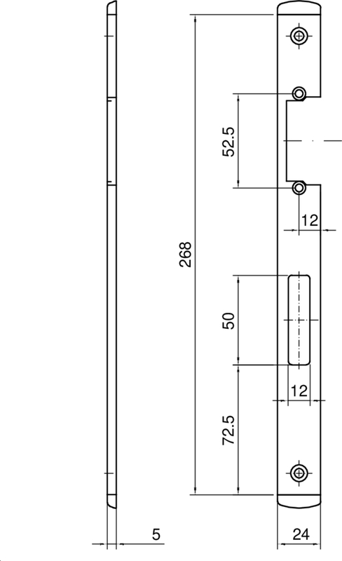 Schloss, Türbeschlag, Elektrischer Schließmechanismus, Länge 268, Befestigungsschrauben