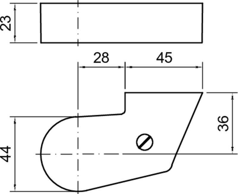 rectangle, technische Zeichnung, Abmessungen, Bohrung, abgerundete Ecke