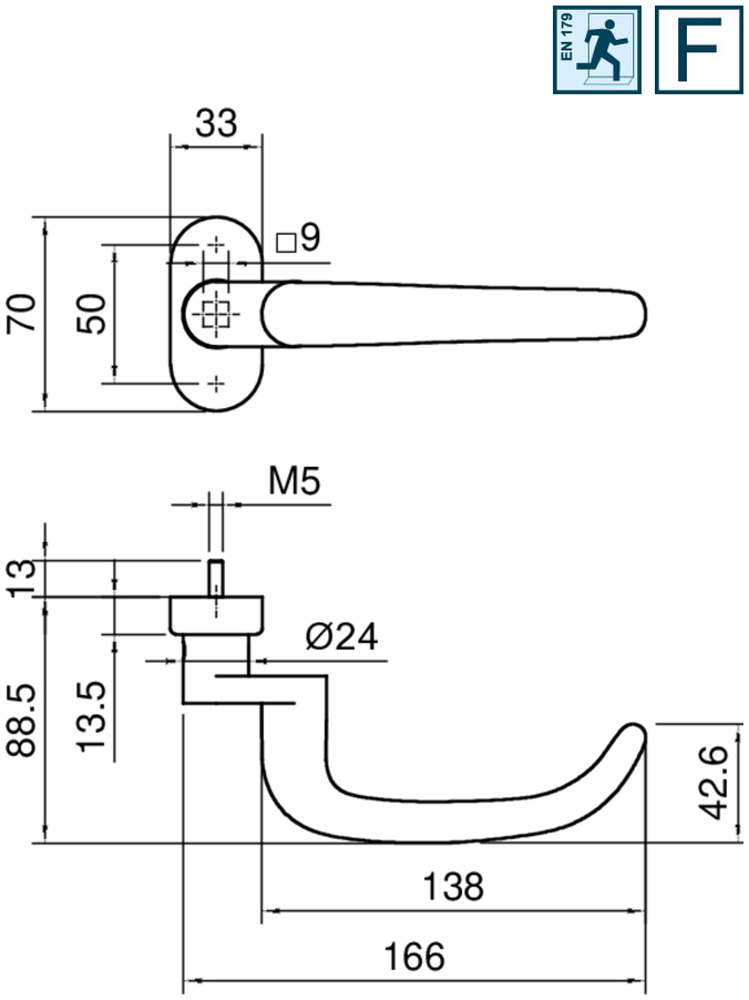 Türdriegel, Türgriff, Metallgriff, Garnitur, M5 Schraube
