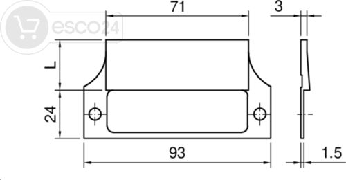 ISO-Platte Heroal D72 OV  Lappen 26mm F3x24x93mm DIN L/R