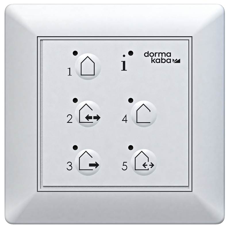 elektrischer stecker, Wandplatte, Schaltanzeige, fünf bedienelemente, dormakaba