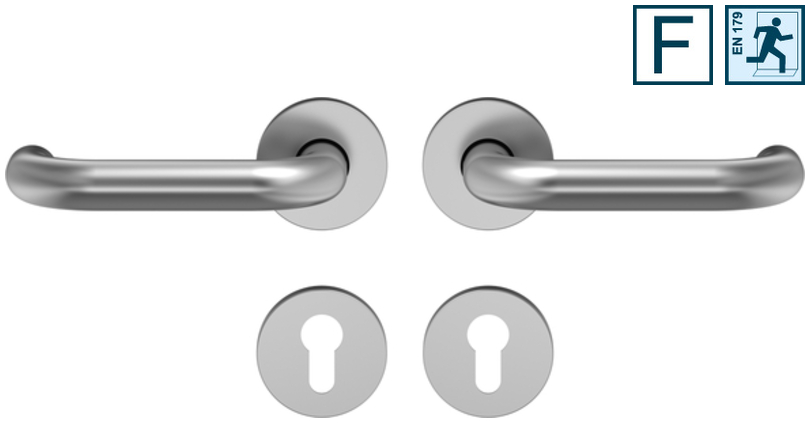 Türgriff, Edelstahl, zwei Griffe, Schlüsseleinsatzplatten, Sicherheitshandgriff