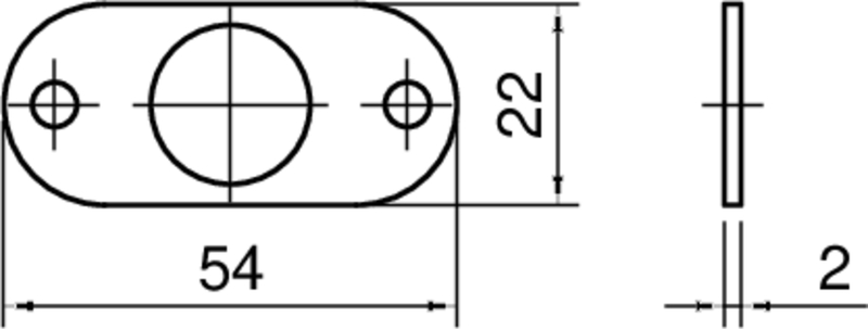 Mechanisches Teil, Plate, Loch, Abmessungen, zwei Löcher