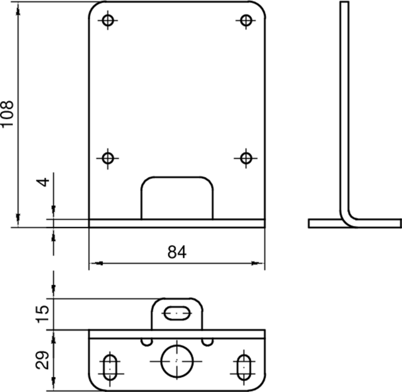 metallhalterung, Montageplatte, 84mm Breite, L-förmige Halterung, Bohrungen