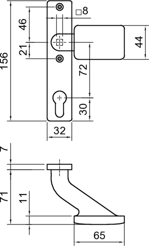 Türverriegelung, Beschläge, Schloss, Schraubplatte, Griff