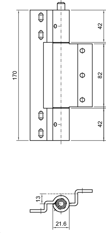 torx hinge, cylinder hinge, metal hinge, door hinge, dimensions 170x42