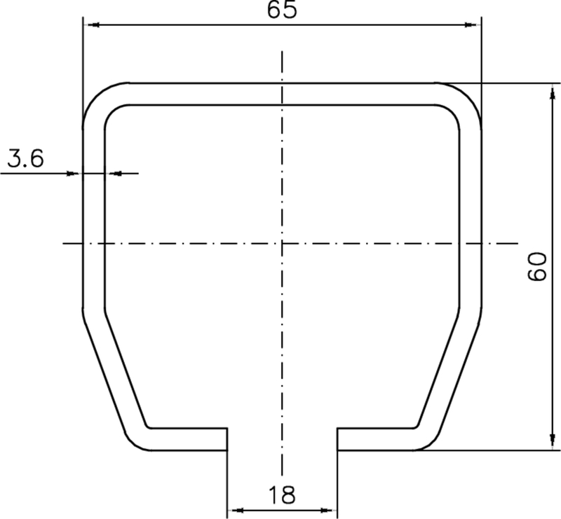 Rahmen, Dichtung, abgerundet, metallisch, Abmessungen