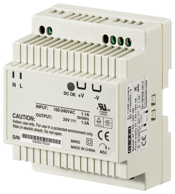 DIN-Raillenmodul, Klemmblock, 24V-Ausgang, Wechselstromversorgung, einstellbar