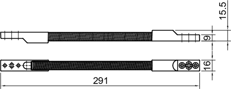 flexibler Stab, Stab, Welle, Baugruppe, Abmessungen 291mm