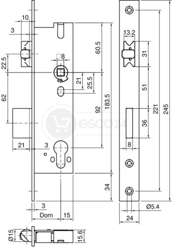 FR-Schloss esco 1442 D25 F3x24x245,F&R+3,R