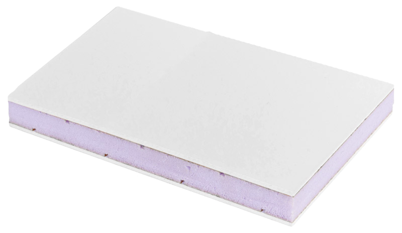 Dämmplatte, Schaumstoffkern, weiße Oberfläche, rosa Kern, rechteckig