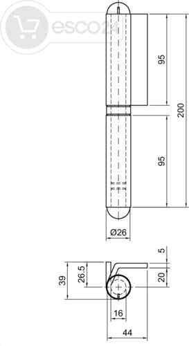 KONSTRUKTIONSBAND F.FS-TÜREN T30-2,200X16X5MM,ST.VERZINKT