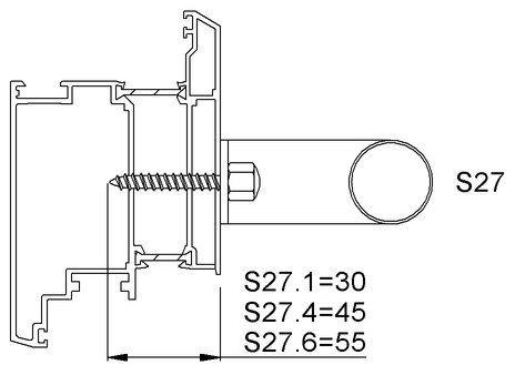 Befestigung KWS S27.4 M8 mit Selbstschneideschraube 45mm