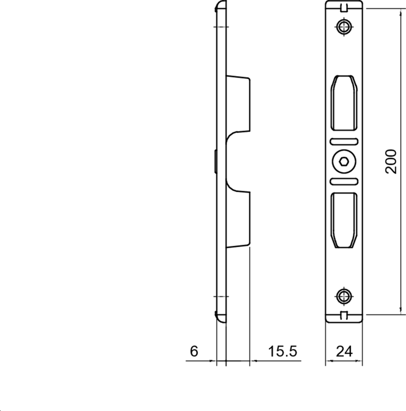 Schließblech NS WILKA 8600/8700 U6x24x200, L/R verstellbar Schließblech NS WILKA 8600/8700 U6x24x200, L/R verstellbar